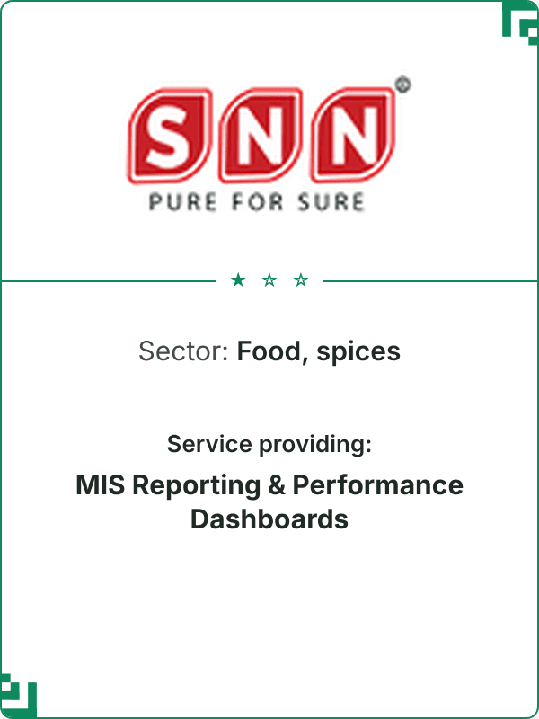 SNN Sector: Food, spices Service providing: MIS Reporting & Performance Dashboards